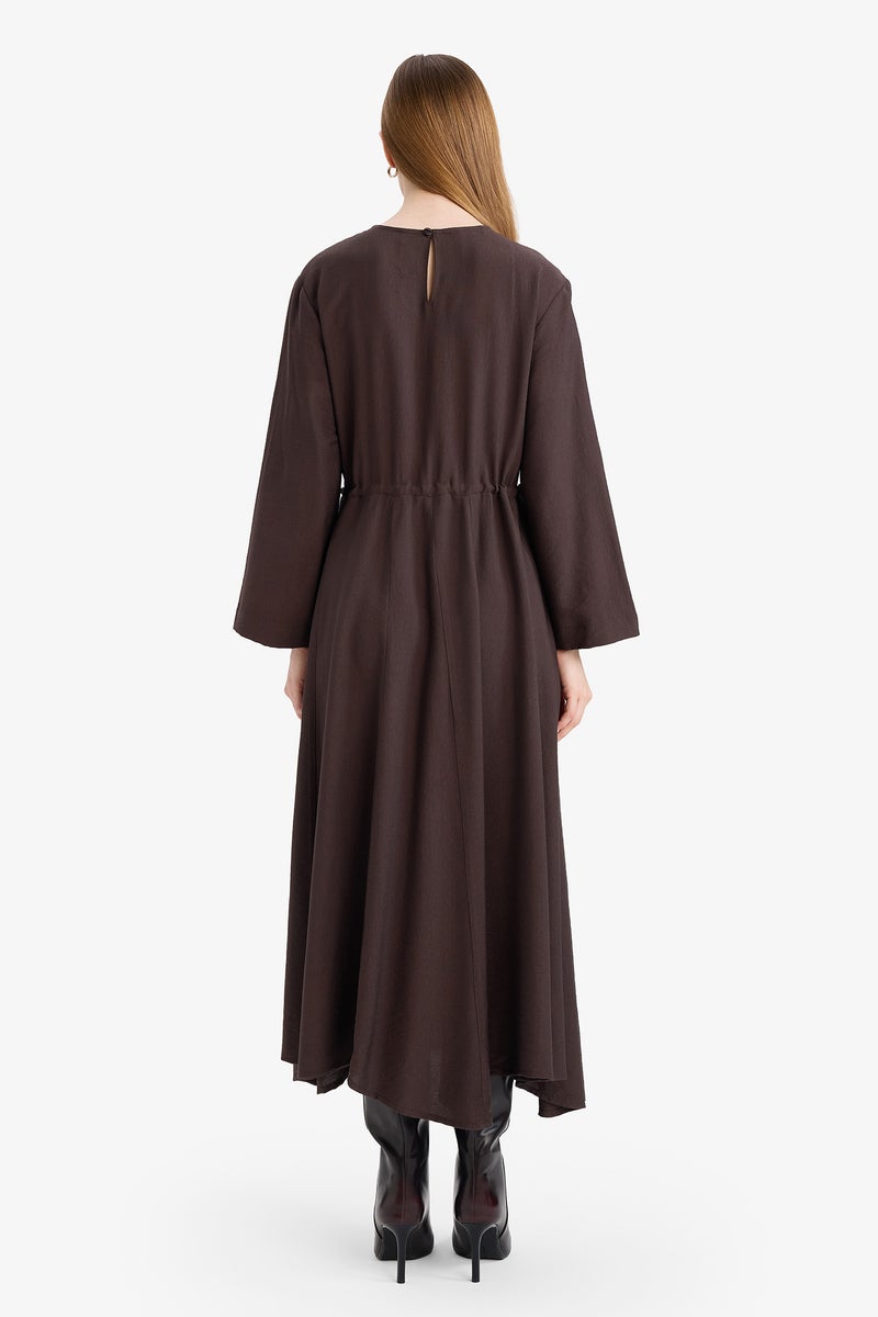 DeFacto Brown Woman Asymmetric Dress Casual - Image 5